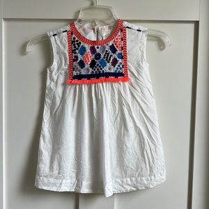 Crewcuts White Dress with Multicolor Embroidery